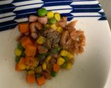 レンジ簡単梅クリームパエリア風味炒飯弁当作り方4写真