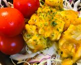 市販サラダ●鶏肉＆カボチャの甘煮サラダ盛作り方3写真