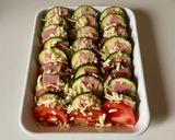夏が旬！トマトとズッキーニの彩り重ね焼き作り方4写真