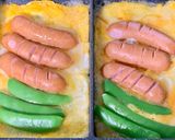 卵のお皿でオムウインナー作り方4写真