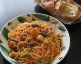 海鮮とブロッコリとひよこ豆のパスタ作り方13写真