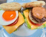 マフィンでハンバーガーとエッグバーガー作り方8写真