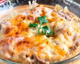 簡単で豪華！ひき肉のコンソメチーズ焼き作り方5写真