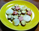 おせちリメイク　生麩と甘い野菜のソテー作り方3写真