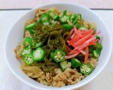 ☆めかぶ&オクラ入り牛丼美味♫作り方2写真