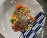 レンジ簡単梅クリームパエリア風味炒飯弁当作り方3写真
