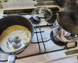 冷凍えのきで！海老味噌豆乳クリームパスタ作り方6写真