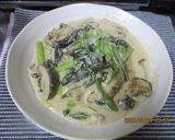小松菜と鶏もも肉のホワイトソース煮😋作り方7写真
