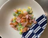 レンジ簡単洋風クリーミー麻婆味炒飯弁当作り方2写真