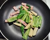 海老ベーコンピーマンのバター醬油炒め作り方4写真