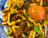 あまったカレーで●卵のせカレー焼きうどん作り方3写真
