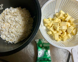 さつまいもともずくスープの炊き込みご飯作り方1写真