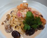 激うま♬天然赤海老と甘栗のクリームパスタ作り方5写真