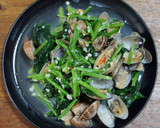 あさりとほうれん草のにんにく炒め作り方6写真