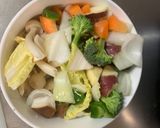 お一人様オム親子丼味根菜たっぷり野菜炒め作り方12写真