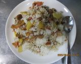 辛味りんごとベーコンの炒飯作り方8写真