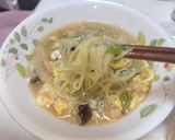白菜・海老・キノコのかき玉中華スープ作り方6写真