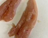 鶏ささみの青じそ明太チーズカツ(ふき)作り方1写真