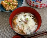 高たんぱく★スキムミルク入りきのこ味噌汁作り方4写真