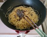 わさびと塩昆布のパスタ作り方1写真