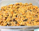 筍肉味噌の温玉乗せごはんで、簡単朝飯作り方1写真