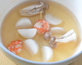 蕪と海老、しめじの彩り椀を山中漆器で♪作り方4写真