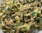 豚のひき肉とニラキャベツ玉子丼作り方3写真