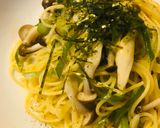 長ネギの青いところとシメジの和風パスタ作り方4写真