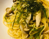 長ネギの青いところとシメジの和風パスタ作り方4写真