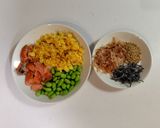 補食おにぎり　鮭たまご枝豆　覚書作り方1写真