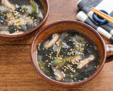 簡単♪長ねぎとしいたけの焼き海苔スープ作り方4写真