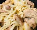 鶏肉のあまからネギ焼きうどん作り方3写真