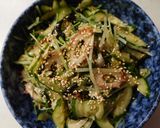 水菜･胡瓜･わかめ･竹輪の胡麻ぽん酢和え作り方5写真