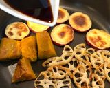 簡単時短☆さつまいも蓮根かぼちゃの甘じょっぱ焼き作り方5写真