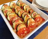 夏が旬！トマトとズッキーニの彩り重ね焼き作り方5写真