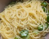 簡単★サバ水煮缶とオクラのパスタ作り方1写真