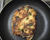 HMでダブルネギと納豆のロールチヂミ焼き作り方3写真