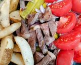 暑い日の夕飯!牛肉トマトポテトと野菜炒め作り方4写真