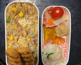 レンジ簡単梅クリームシーフード味炒飯弁当作り方16写真