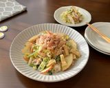 旨味凝縮！塩揉み白菜のワンパン和風パスタ作り方30写真
