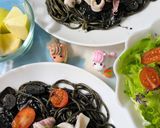 市販のイカ墨ソースを使いイカ墨スパ美味作り方4写真