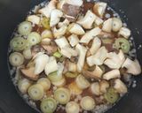 もつ鍋スープでネギとエリンギの炊き込みご飯作り方3写真
