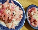 【おつまみ】しば漬けとチーズの冷製パスタ作り方3写真