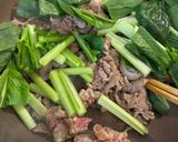 小松菜と牛肉、なすのオイスター炒め作り方3写真