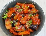 簡単　茄子と豚の甘辛丼作り方9写真
