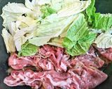 簡単主菜無水で豚肉と白菜と小松菜すき焼き風肉料理作り方8写真