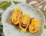 ケチャップ入り！ハムくるくる卵焼き作り方5写真