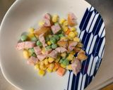 レンジ簡単梅クリームシーフード味炒飯弁当作り方2写真