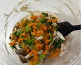 【簡単副菜】小松菜しめじ人参豆腐胡麻和え作り方5写真