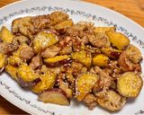 簡単！豚こまとさつまいもと蓮根の甘酢炒め作り方7写真
